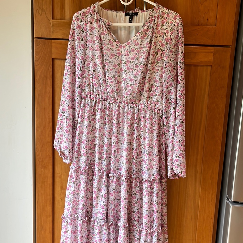 Aqua midi print dress